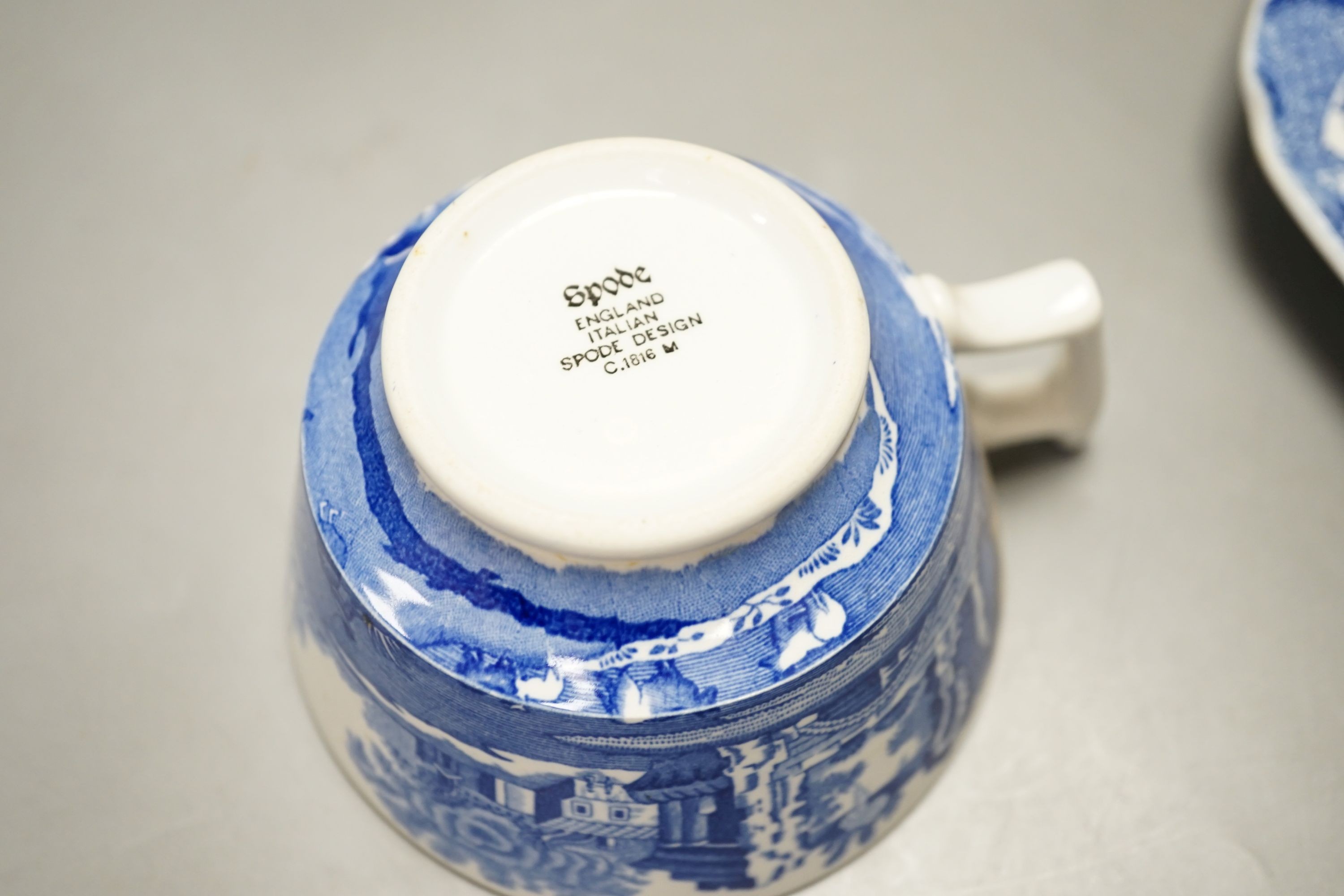 A quantity of Spode Italian blue and white breakfast wares